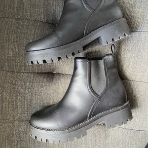 Steve Madden Lug Sole Black Booties